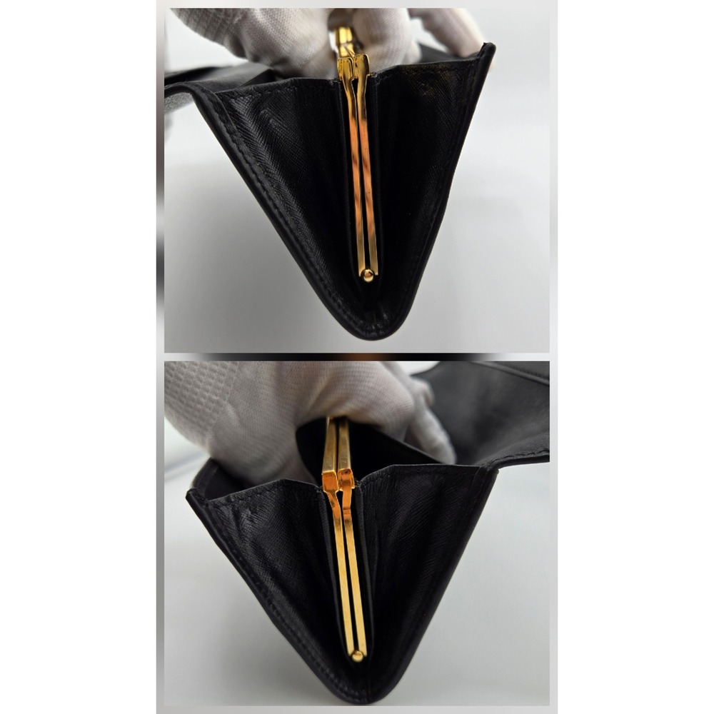 Celine Macadam Triomphe Long Wallet Black Brown Monogram Kiss Lock Clutch - Picture 10 of 10